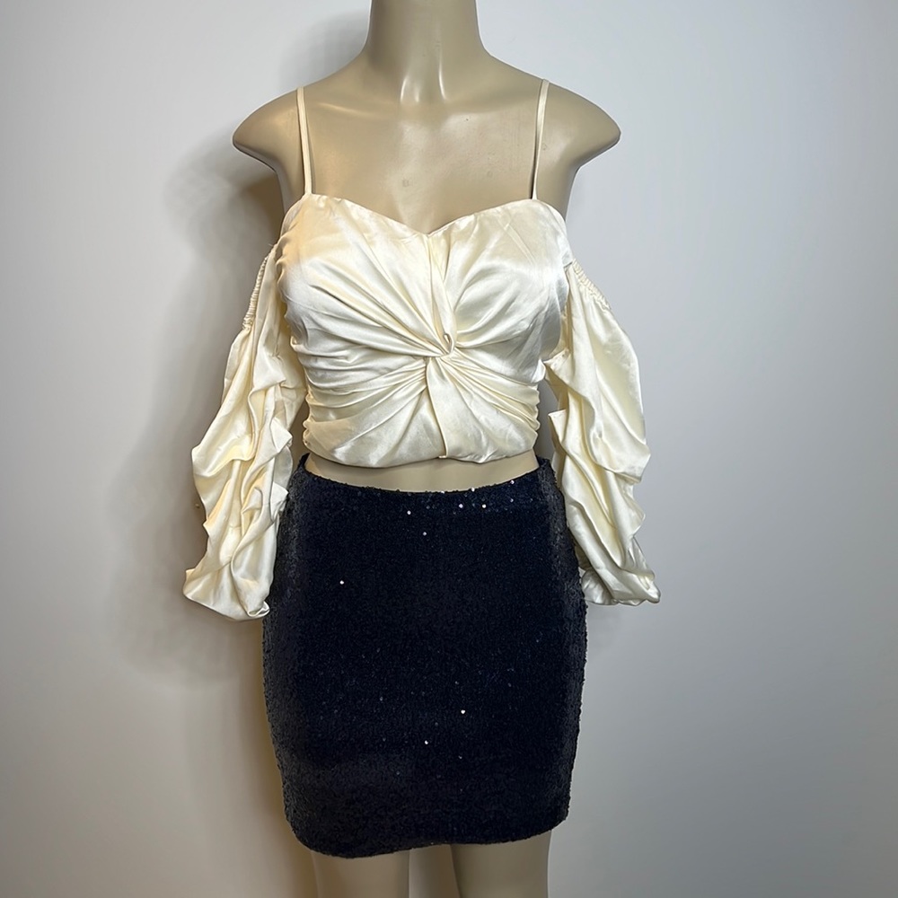 Angl blue sequin midi skirt medium